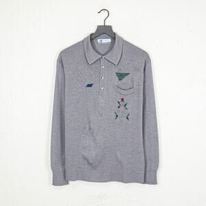 Vintage Montagut Long Sleeve Knit Polo Wool Acrylic Size 4